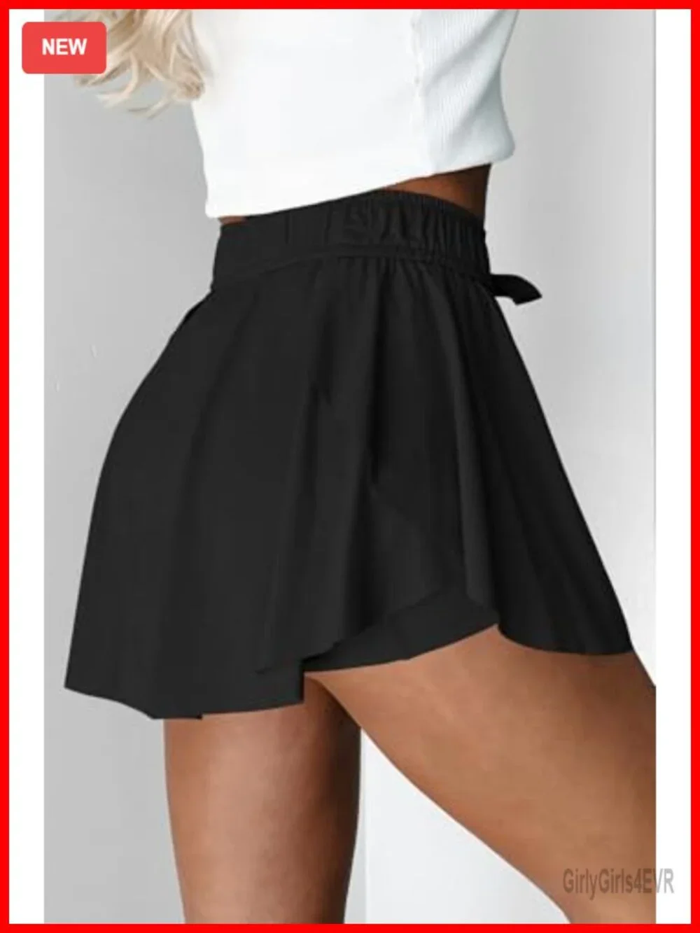 Athletic Skort with Inner Shorts High Waisted Drawstring Quick Dry Running Mini